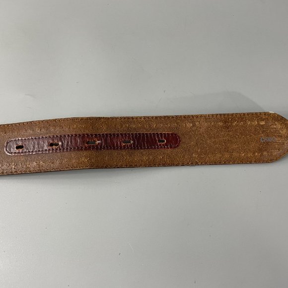 Tony Lama Brown Leather Silver-tone Studded Belt, Size 38 - Picture 7 of 13